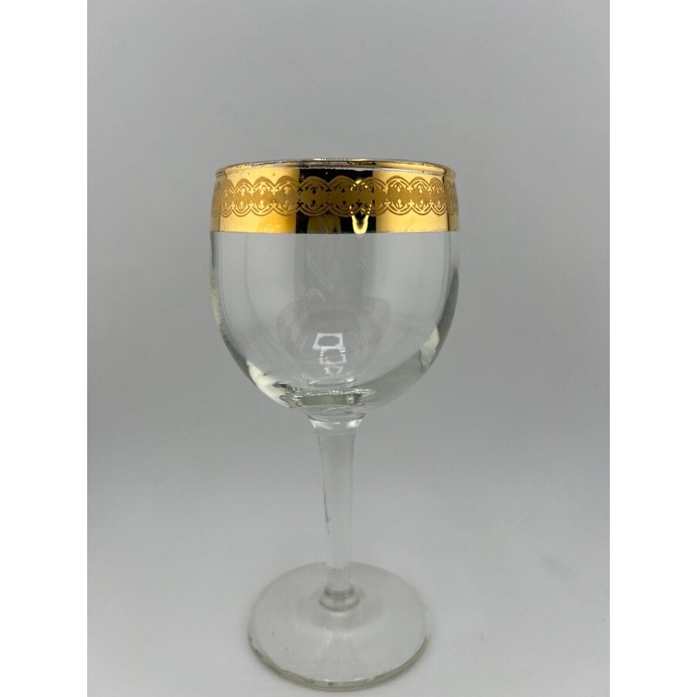 Vintage‎ Transparent Crystal Glass Golden Edge Stemmed Drinkware Wine Glass